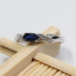 Natural Sapphire Ring 3*6mm Natural Sapphire Gemstone Silver Ring