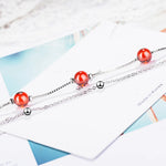 Fashion Trend Women's Red Garnet Stone Double Layer Beads Bracelet