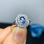 4mm*6mm Natural Sapphire 925 Sterling Silver Ring0