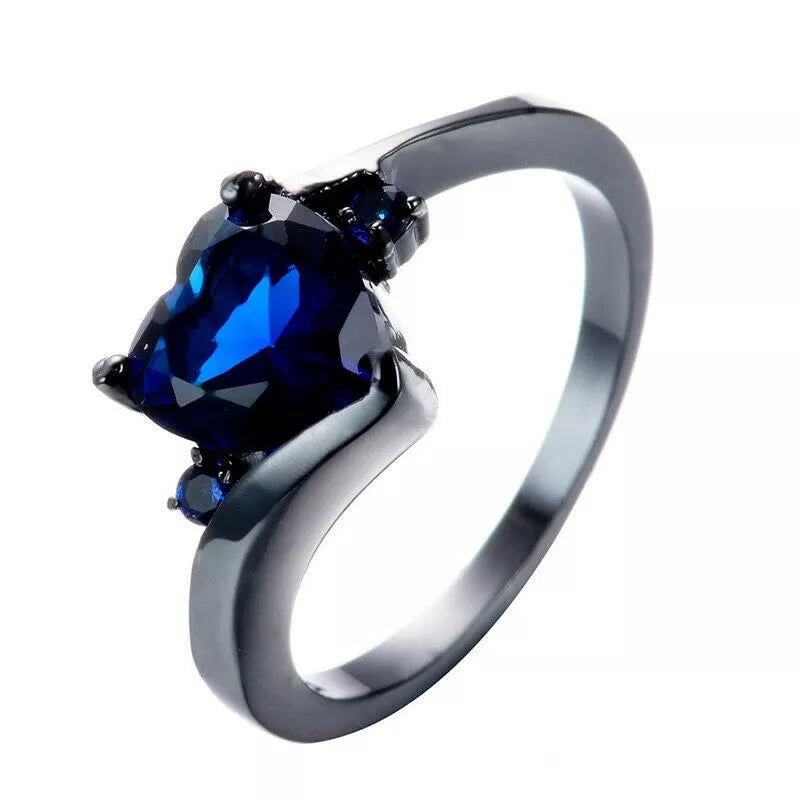 Garnet with Zircon Black Gold Plated RingBlue6