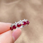 5 Pieces Natural Ruby 925 Sterling Silver RingRing