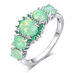 Fire Opal Ring Silver Plated Oval Round Stone RingOJ755210