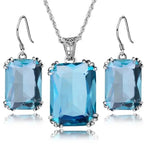 Jewelry Sets Aquamarine Sapphire Earrings Pendant Real 925 Sterling Silver WomenSet 1