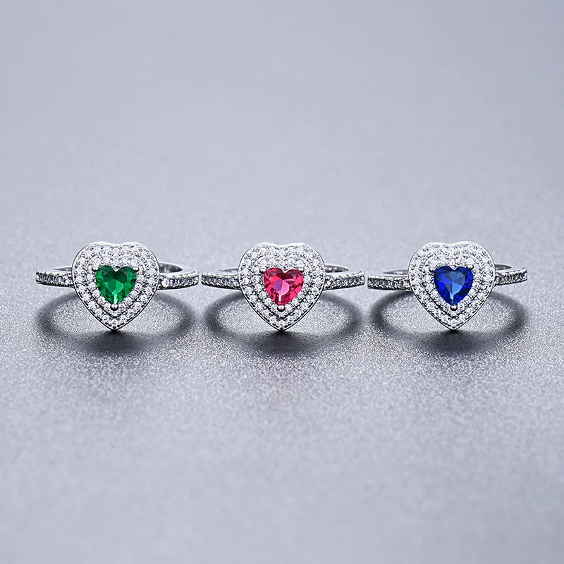 Charm Rings 925 Silver Jewelry Heart-Shape