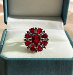 Flower Shape Ruby Red Gemstones Cella City Silver 925 Jewelry Ring For CharmRuby