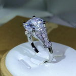 925 Sterling Silver Fashion Four Prong White Zircon Ring