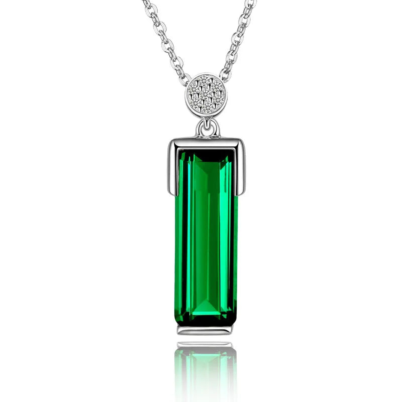 Elegant Emerald Pendant NecklaceSilver