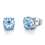 925 Sterling Silver Blue Topaz Romantic Earrings for Women's