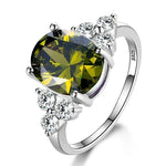 S925 Silver Oval Zircon Ring – Women's Wedding JewelryPeridot6