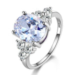 S925 Silver Oval Zircon Ring – Women's Wedding JewelryWhite CZ7