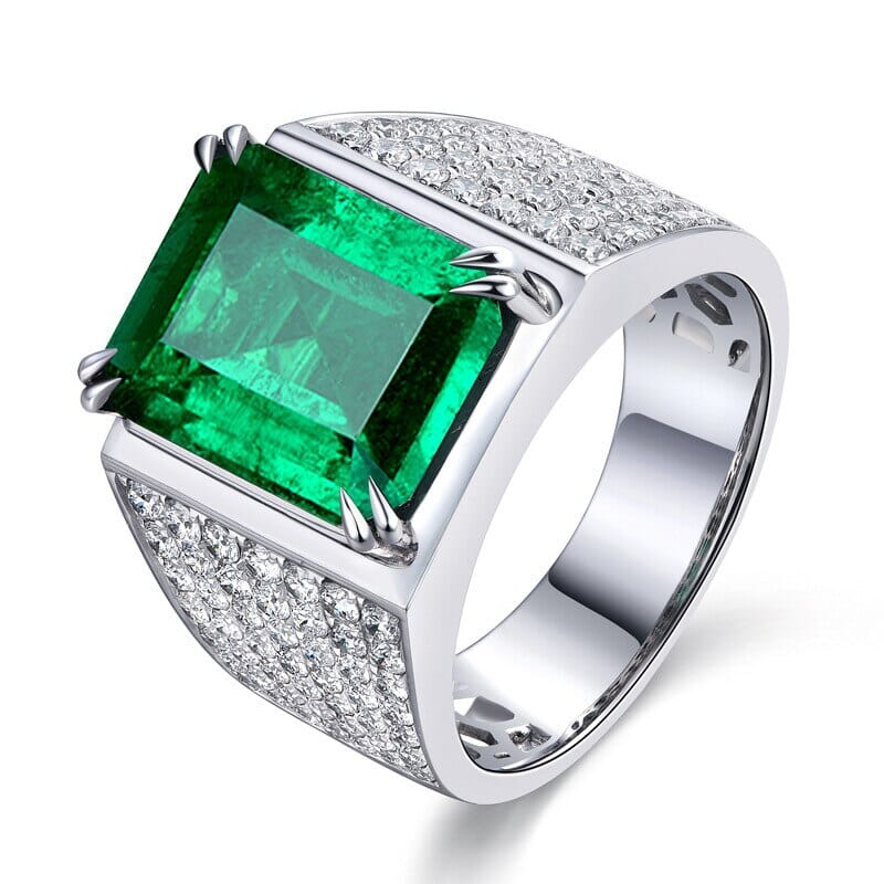 Vintage Square Simulated Emerald Silver RingRing