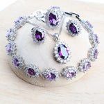 Silver 925 Women Jewelry Sets Blue Zirconia4PCS-Purple9