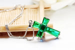 Irregular Cross Emerald Pendant Necklaces