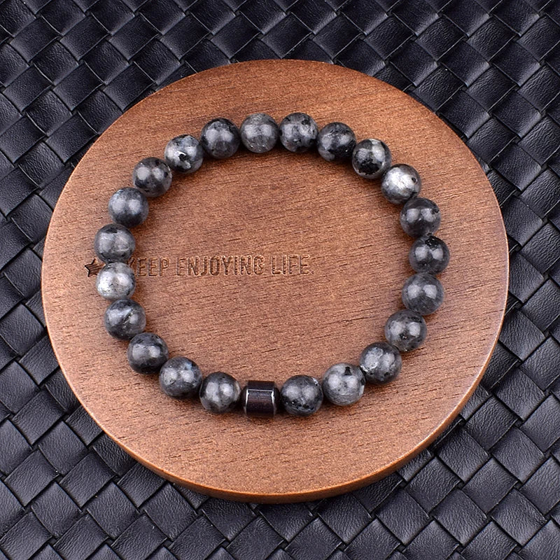 Cylinder Hematite Black Line Turquoises Bracelets Men Fashion Nature Stone Beads Bracelets Homme Yoga Energy Bangle Jewelry Gift7