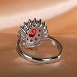 Ruby Solitaire Cut Flower Shaped Resizable RingRing