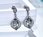 Black Spinel Leaf 925 Sterling Silver EarringsEarrings