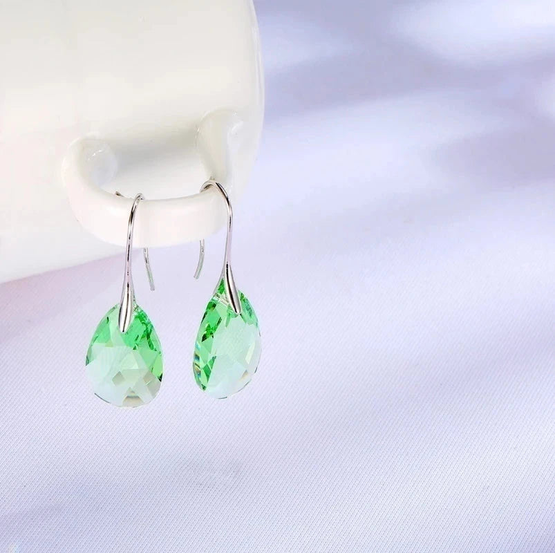 Water Drop Crystal EarringsGreen