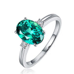Classic Sapphire Silver 925 Ring with oval green/pink/blue Gemstone0greenResizable