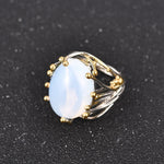 Irregular Bohemia Style Rinse Female Natural Opal Moonstone Ring