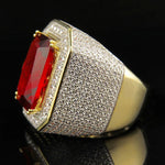 Retro Men Ring 925 Silver Jewelry Rectangle Ruby Gemstones Finger Rings