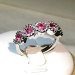 Twist Pattern Paw 925 Silver Simple Design Ruby Crystal RingBlack6