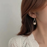 Exquisite Geometric Dangle Pearl Earrings for Women