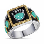 Men's Vintage 925 Silver Viking Warrior Turquoise Bear Claw Ring8