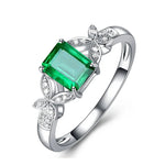 Ring With Creative Rectangle Emerald GemstoneGreenresizable