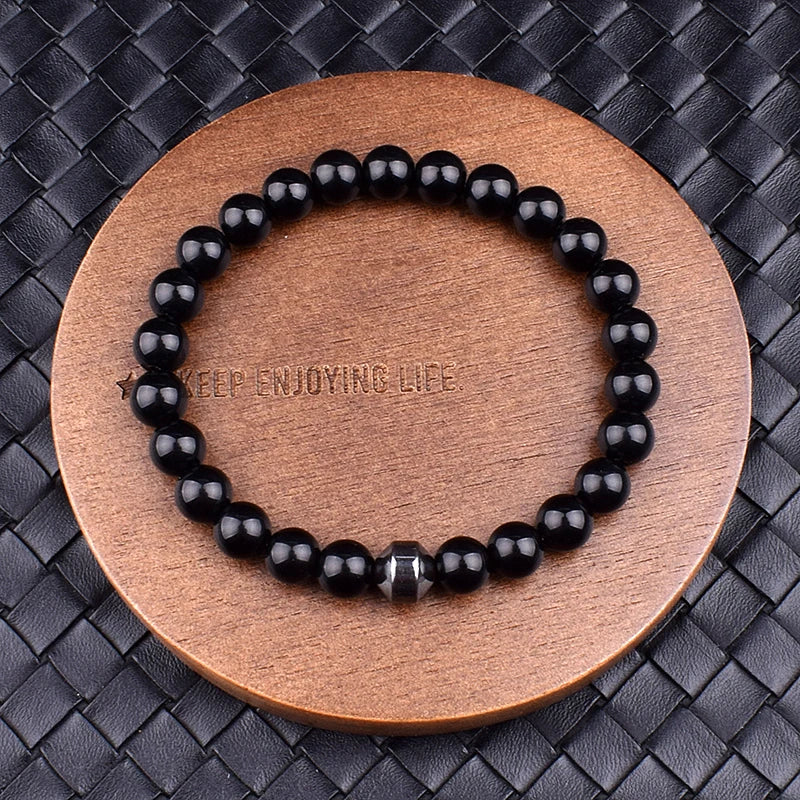 Cylinder Hematite Black Line Turquoises Bracelets Men Fashion Nature Stone Beads Bracelets Homme Yoga Energy Bangle Jewelry Gift4