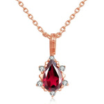 Teardrop Garnet Pyrope Gemstone Pendant Necklace