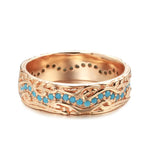 Trendy Rose Gold Full Circle Ring Exquisite Turquoise Stackable Finger RingTurquoise7