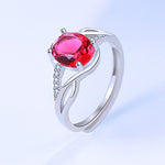 Ruby and Diamond Resizable Silver RingRingRuby