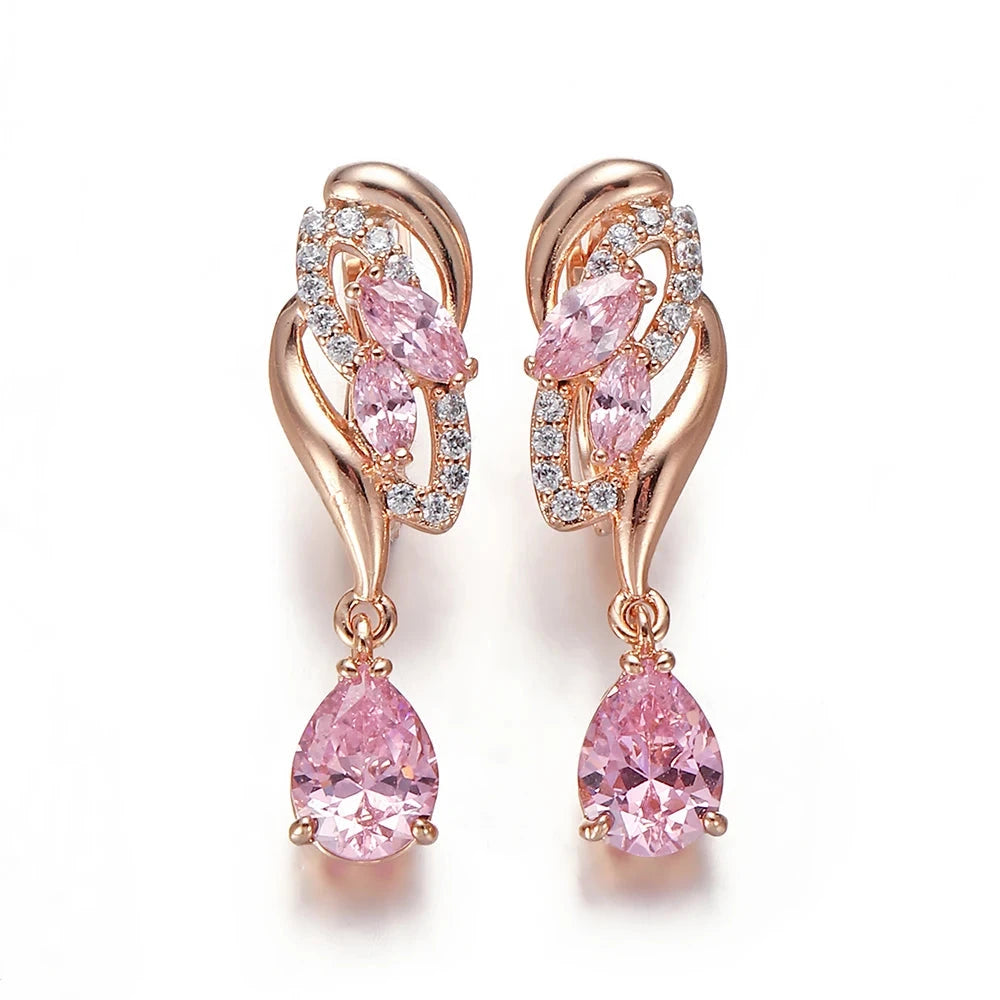 Drop Earring Cubic Zirconia Rose Gold Plated
