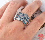 925 Sterling Silver Geometry Peacock Sapphire Ring