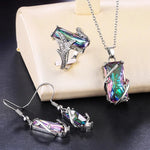 Rectangular Stone Ring/Necklace Set Novel Design7E428 B2948 XL031