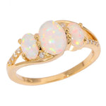 White Fire Opal Filled Finger Rings Yellow Gold Ring with Oval StoneOJ9179OJ9179