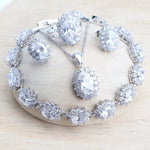 Silver 925 Women Jewelry Sets Blue Zirconia4PCS-White9