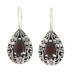 Carved Red Topaz Gemstone Garnet EarringsRED