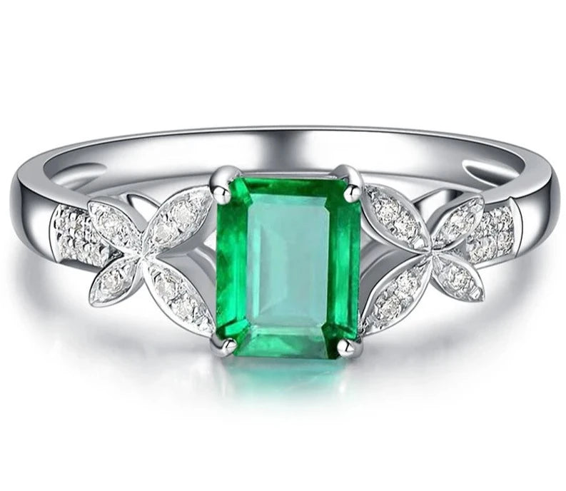 Ring With Creative Rectangle Emerald Gemstone