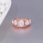 Fire Opal Ring Silver Plated Oval Round Stone Ring