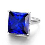 Blue Sapphire Rings Silver 925 Anillo Plata Square Gemstone Office Career Female Fine