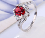 1.5ct Oval Birthstone 6*8MM Garnet Ring 925 Sterling Silver Wine Red