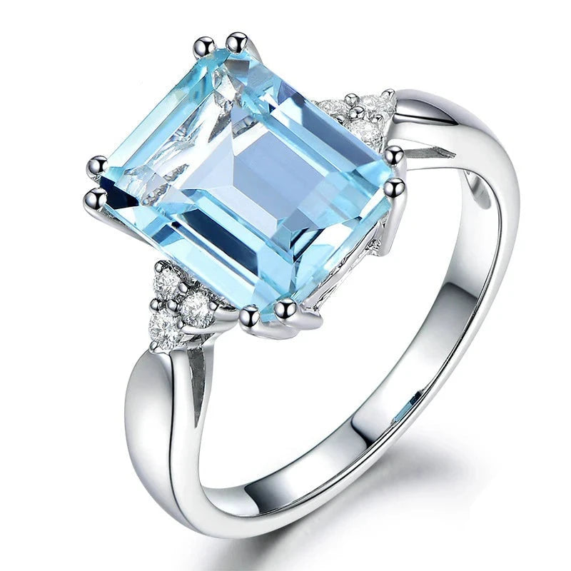 925 Silver Aquamarine Ring for Women – Fashion Jewelry