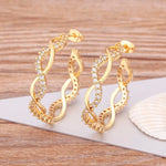 Big Drop Design Crystal Zircon Twist Hoop Earrings