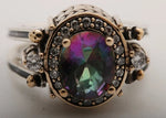Extraordinary Ring Oval Cut Alexandrite and White Topaz