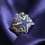 Sapphire Starfish Silver RingRing