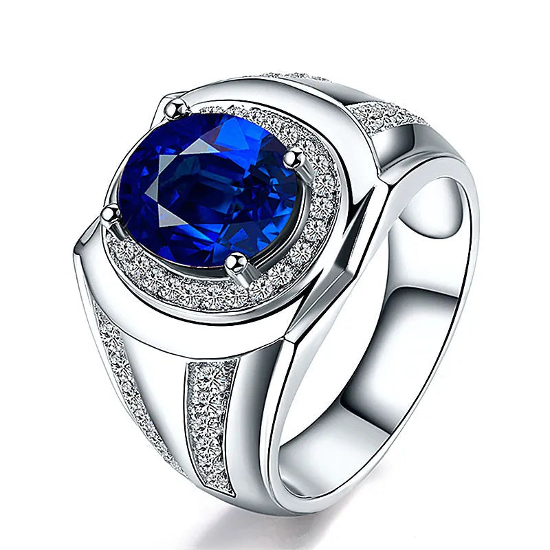 Oval Shaped Sapphire Silver RingRing6