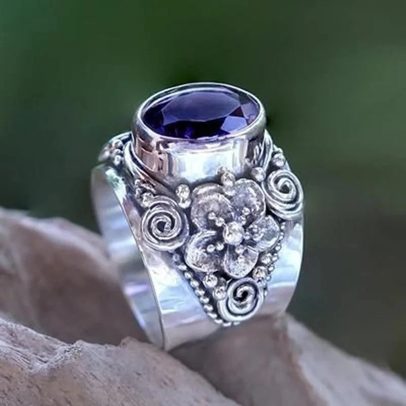 American Retro Luxury Amethyst Ring