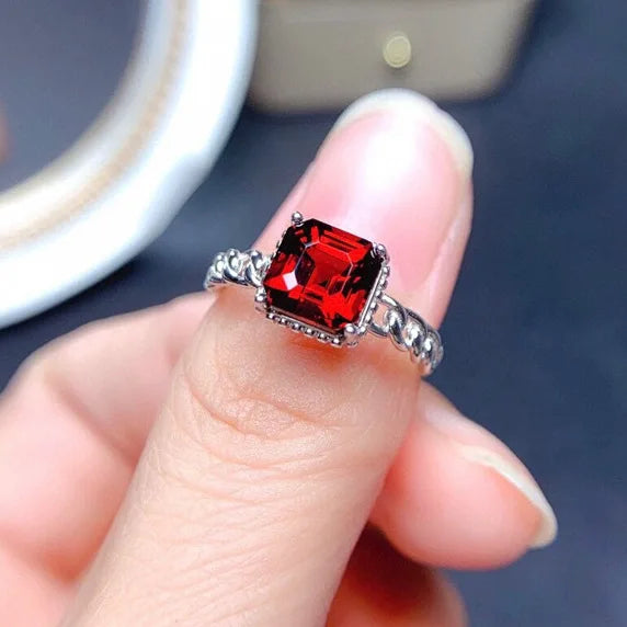 100%-S925 Ruby Silver Ring Women's Jewelry Valentine's Jewelry