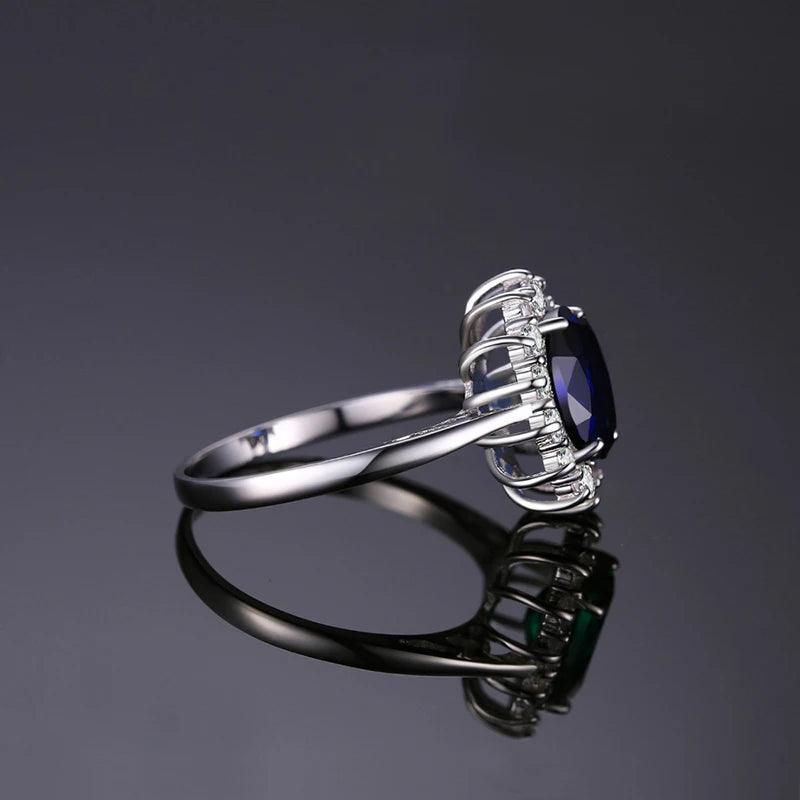 Cellacity Classic Oval Sapphire Ring for Women Flower shape Silver 925 Jewelry Gemstones Engagement Gift Wholesale Size 5-10